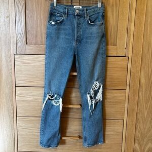 Agolde Riley Distressed High Rise Jeans Light Wash Size 26 Casual Contemporary